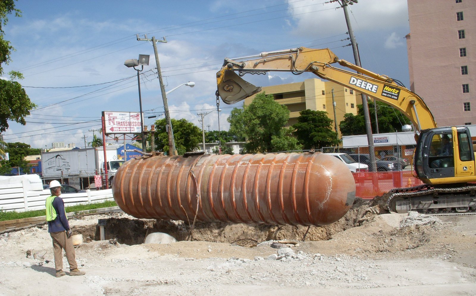 Underground storage tank being removed
